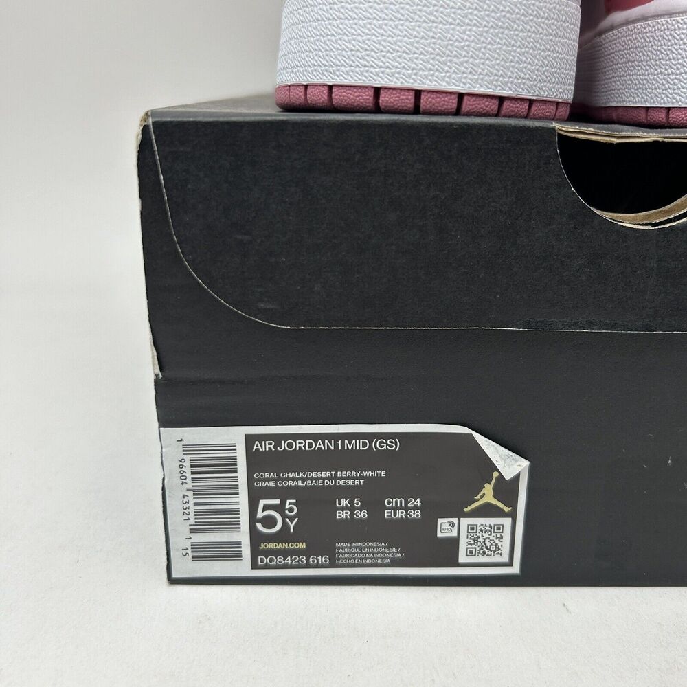 Nike Shoes Air Jordan 1 Retro Mid GS “Valentines Day/Coral Pink” 2023 - Picture 5 of 5